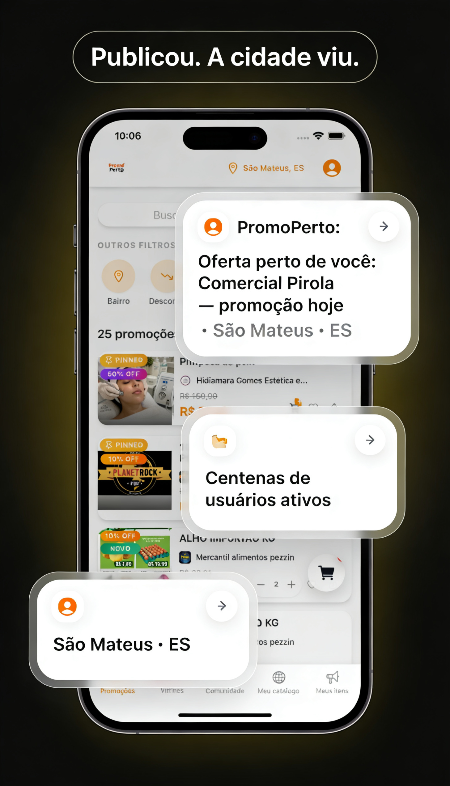 Prévia do PromoPerto: app com catálogo, promoções e notificações locais